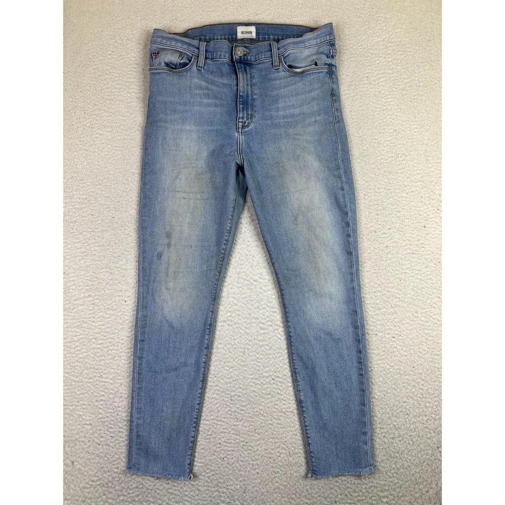 Hudson Jeans Blair‎ High Waist Super Skinny Raw Hem Light Wash Blue Womens 32